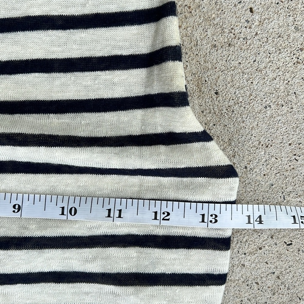 Alice + Olivia Air Black/White Striped Ruched Linen Knit Tank Dress XS - Picture 8 of 12